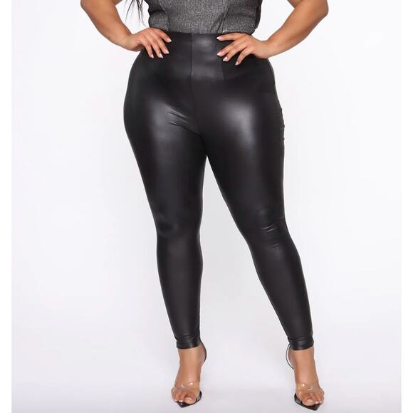 Fashion Nova Pants - Fashion Nova Can't Wait Any Longer Women's Leather Look Leggings Size 1X